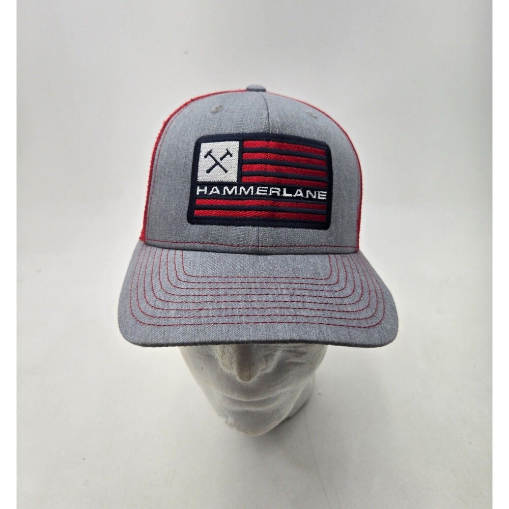 Hammerlane Hat Richardson 112 Trucker Snapback Gray Red Flag Patch